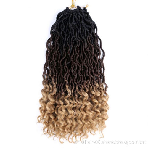 MYZYR wholesale 20inch synthetic 24 stands with soft curly ombre wavy  goddess crochet faux locs hair extensions